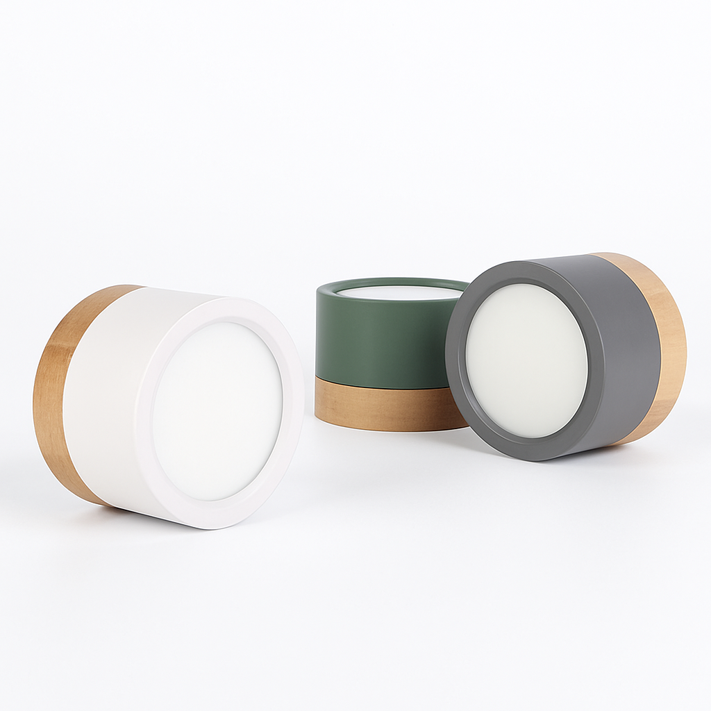 Spot moderne à LED en bois et métal coloré Allan - vue 8 sur 8