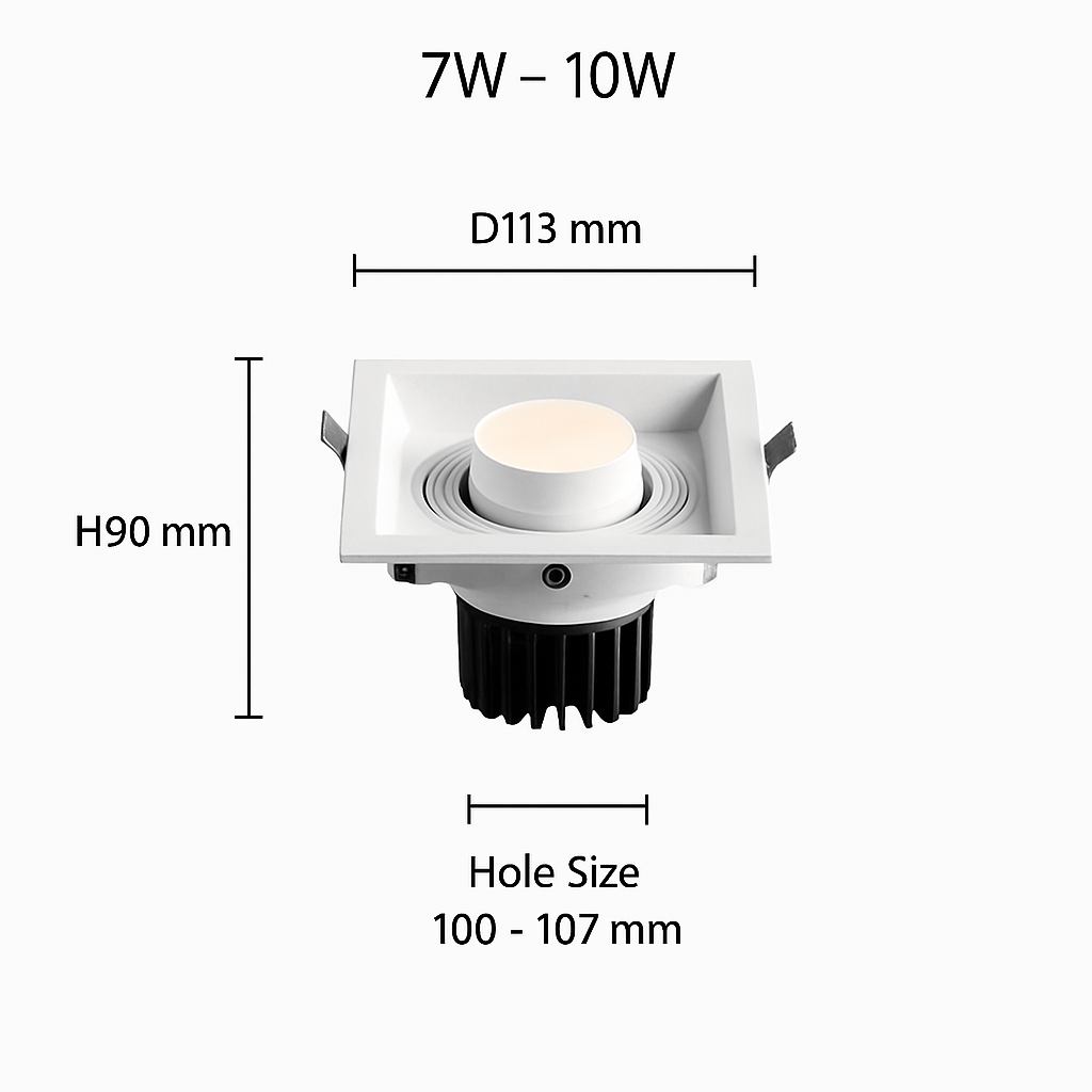 Spot moderne LED à focus réglable et forme encastrable carré Tiago - vue 8 sur 8
