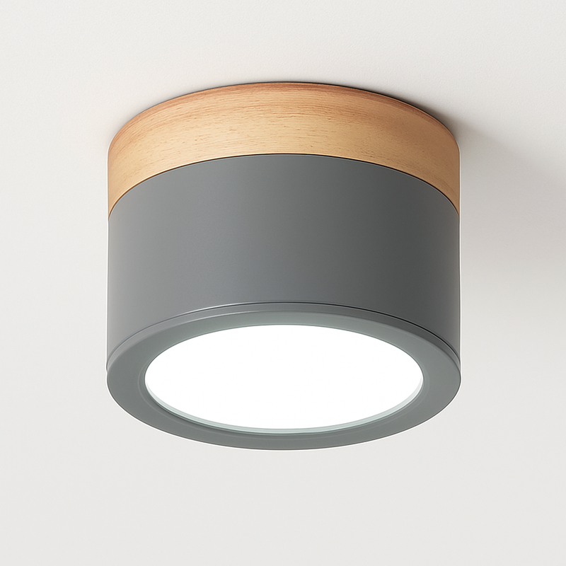 Spots LED cylindrique à base en bois Botimi