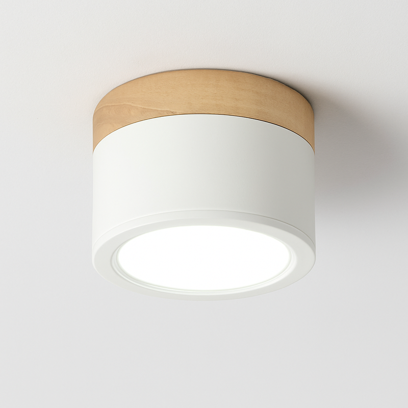 Spots LED cylindrique à base en bois Botimi