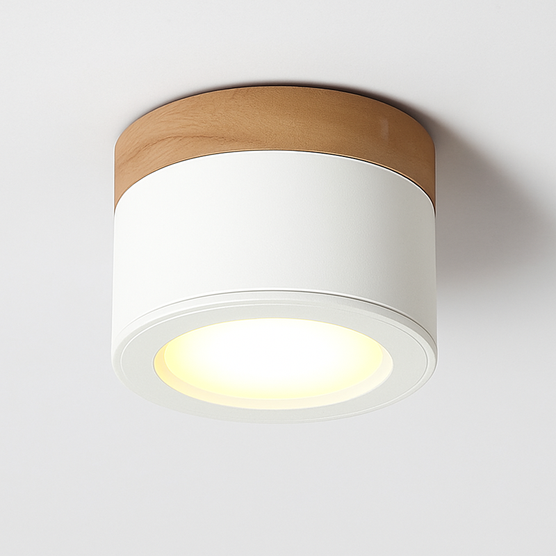 Spots LED cylindrique à base en bois Botimi