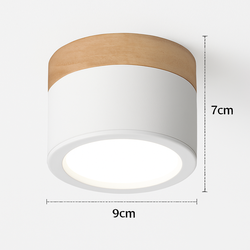 Spots LED cylindrique à base en bois Botimi