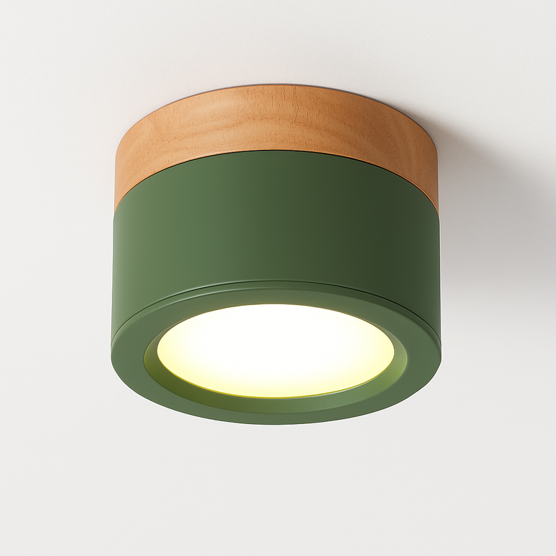 Spots LED cylindrique à base en bois Botimi