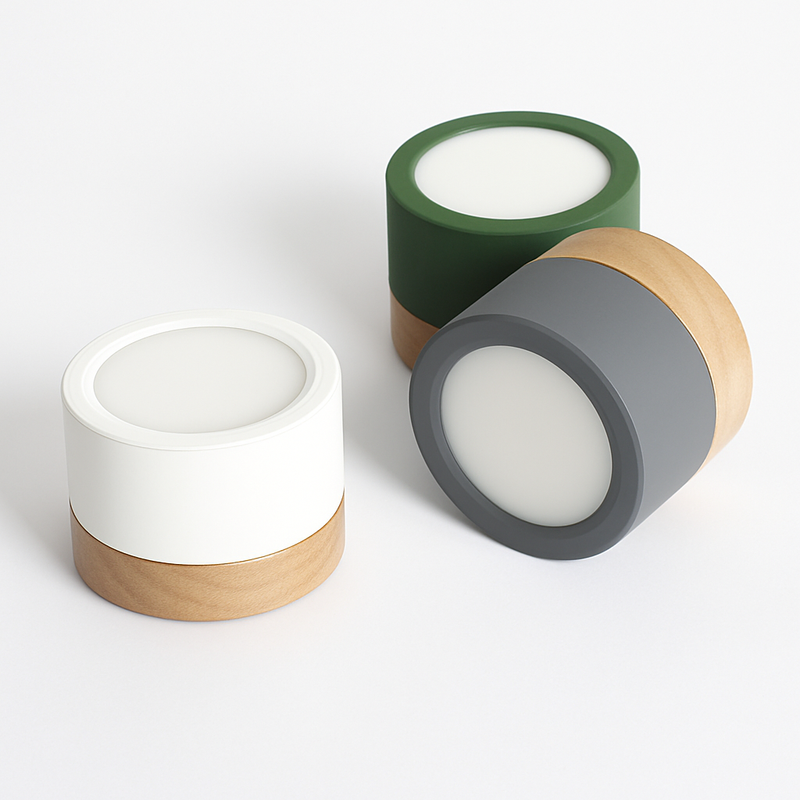 Spots LED cylindrique à base en bois Botimi