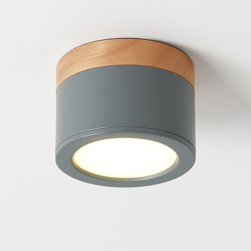 Spots LED cylindrique à base en bois Botimi