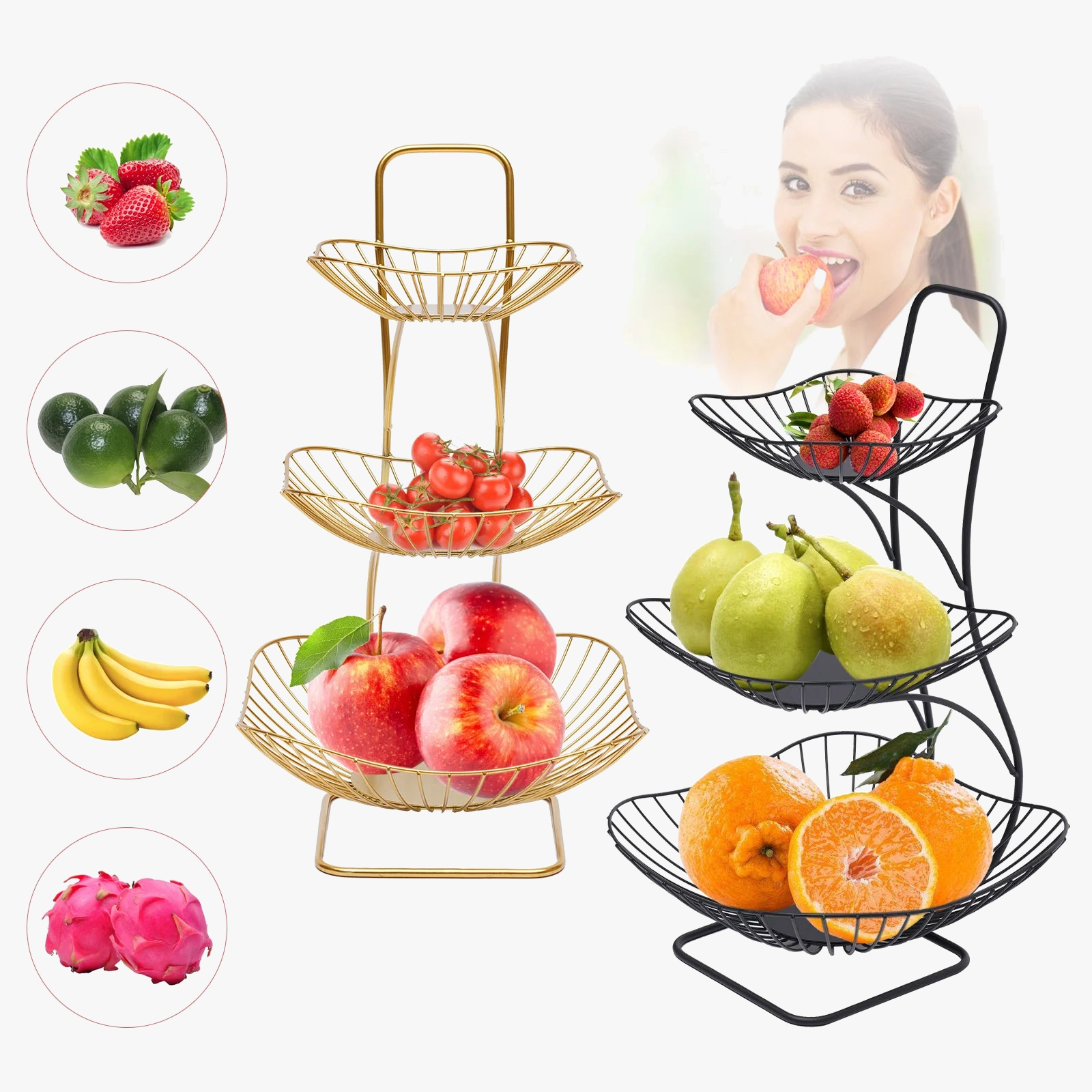 support de rangement à trois niveaux pour fruits légumes