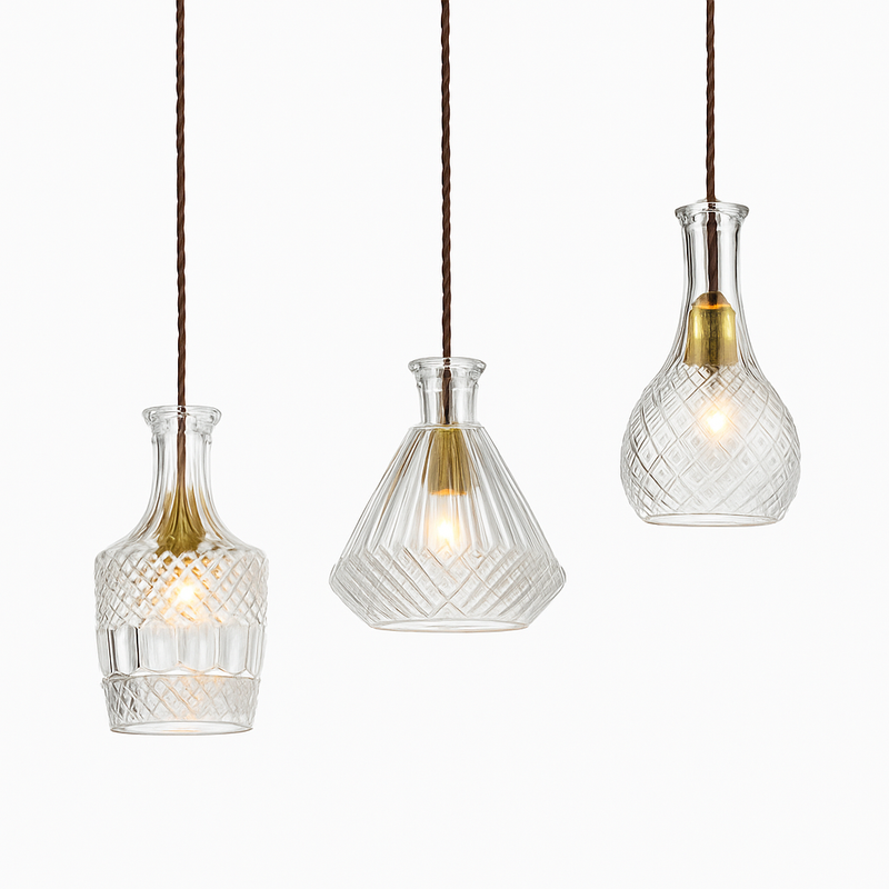 Suspension bouteilles en verre de plusieurs formes Bottle