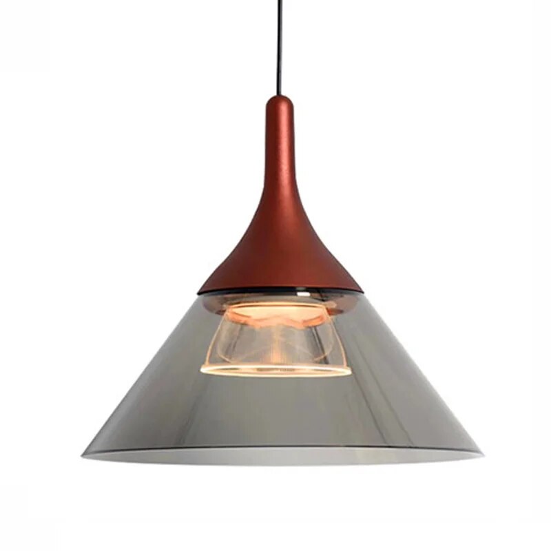 Suspension conique design en verre à LED