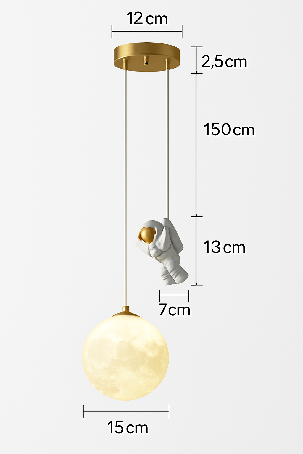 suspension créative astronaute pour chambre d'enfants décorative à led - vue 6 sur 6