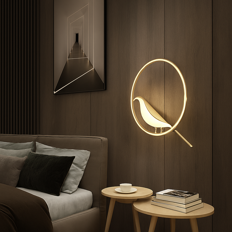 Suspension créatives d'oiseau de pie Applique murale simple salon restaurant étude lampadaire maison LED lustre de plafond de luxe