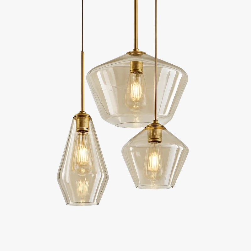 Suspension design à LED en métal et verre de plusieurs formes