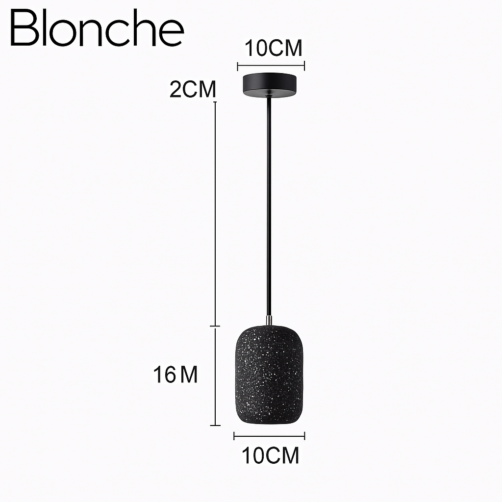 Suspension design cylindrique en ciment façon terrazzo LED - vue 10 sur 10