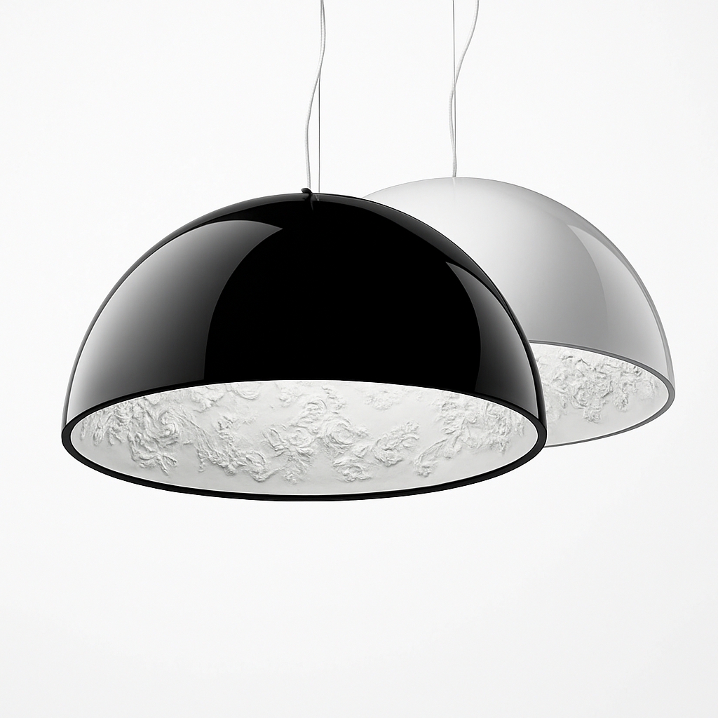 Suspension design demi sphère avec gravure fleurie intérieur