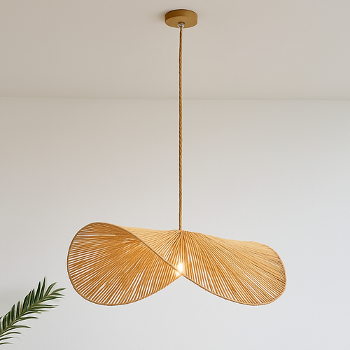 Suspension design en bambou tissé à la main