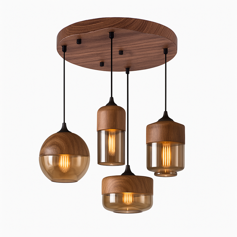 Suspension design en bois et verre Loft Retro