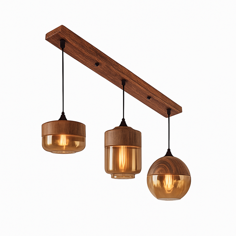 Suspension design en bois et verre Loft Retro