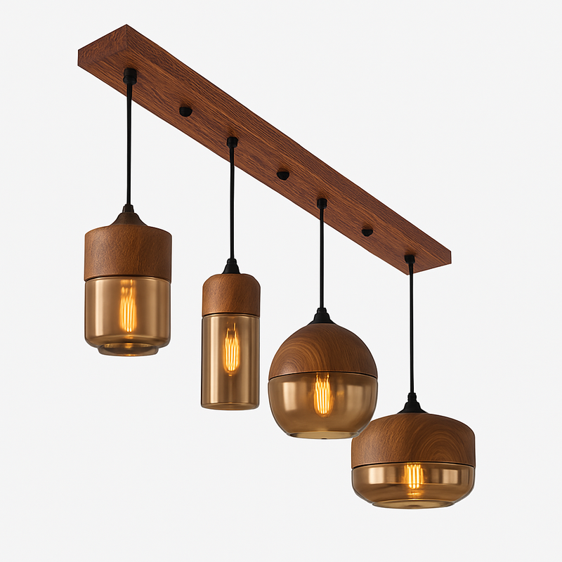 Suspension design en bois et verre Loft Retro