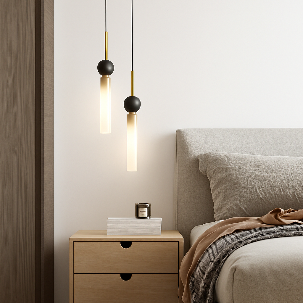 Suspension design en marbre naturel et cuivre cordon réglable - vue 5 sur 16