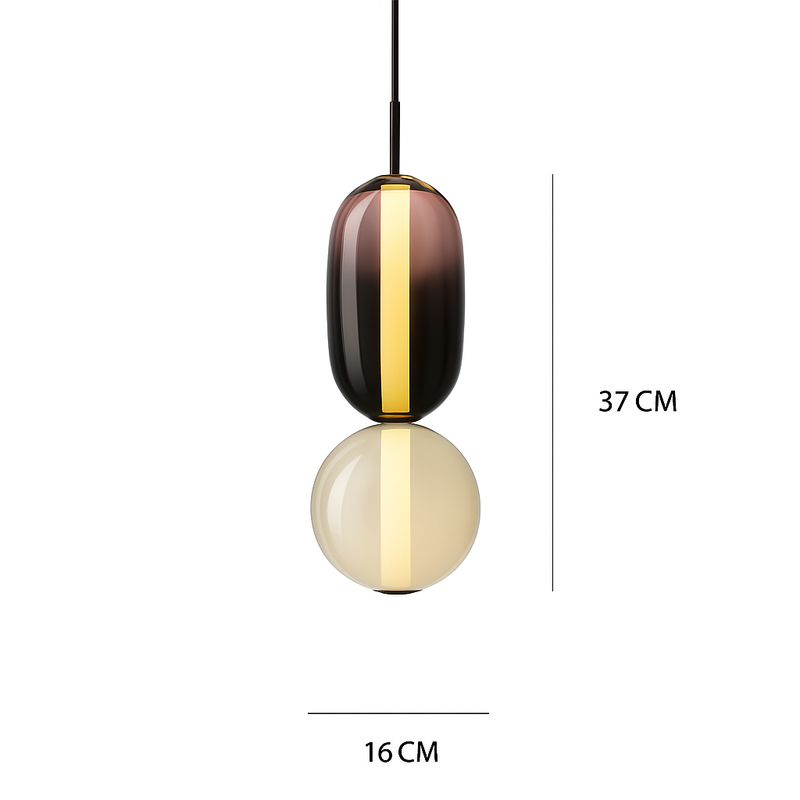 Suspension design en verre style pierres semi-précieuses Nemy