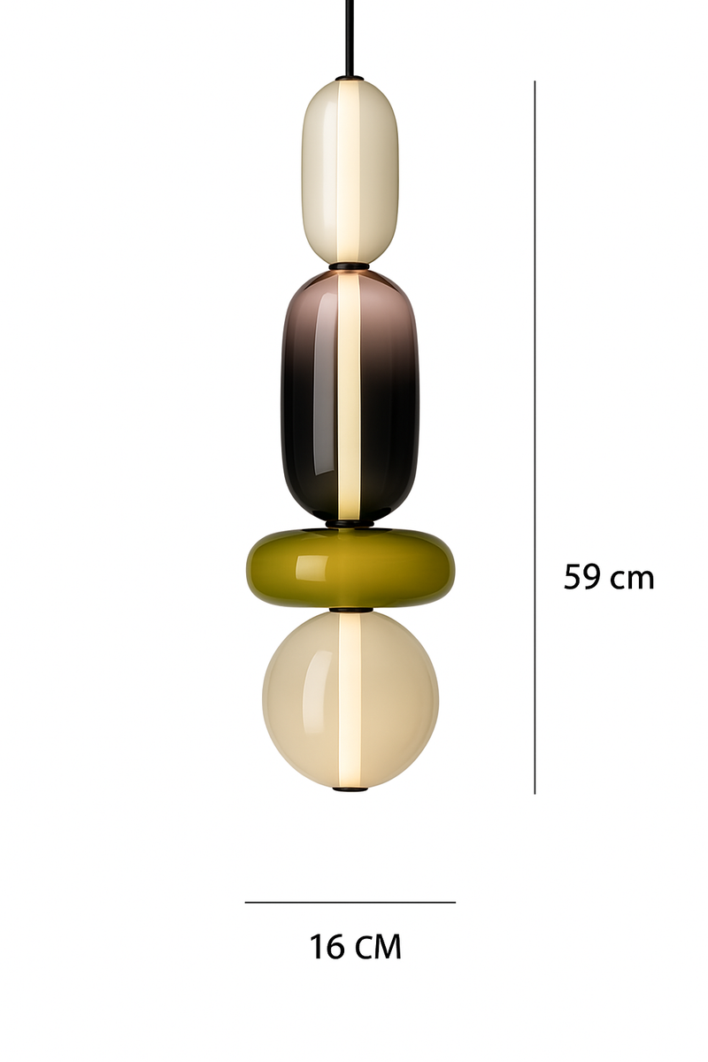 Suspension design en verre style pierres semi-précieuses Nemy