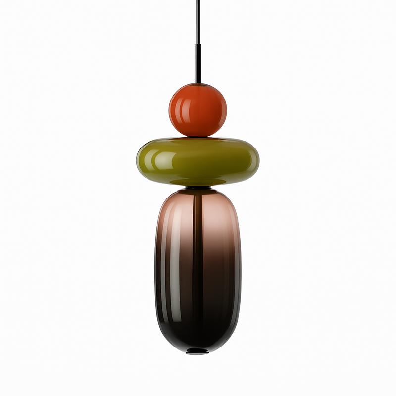 Suspension design en verre style pierres semi-précieuses Nemy