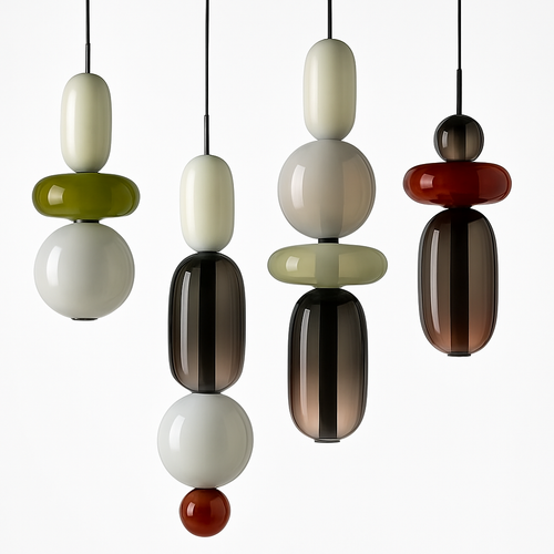 Suspension design en verre style pierres semi-précieuses Nemy