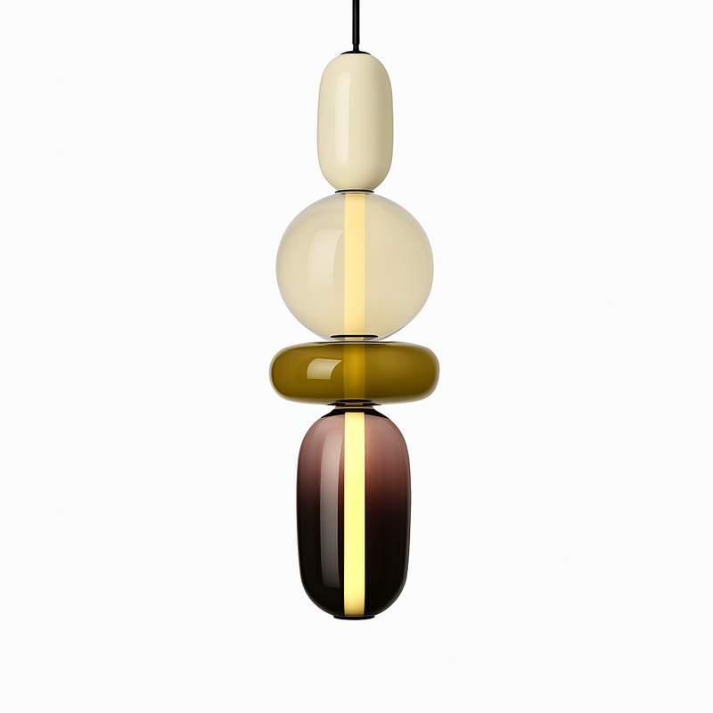 Suspension design en verre style pierres semi-précieuses Nemy