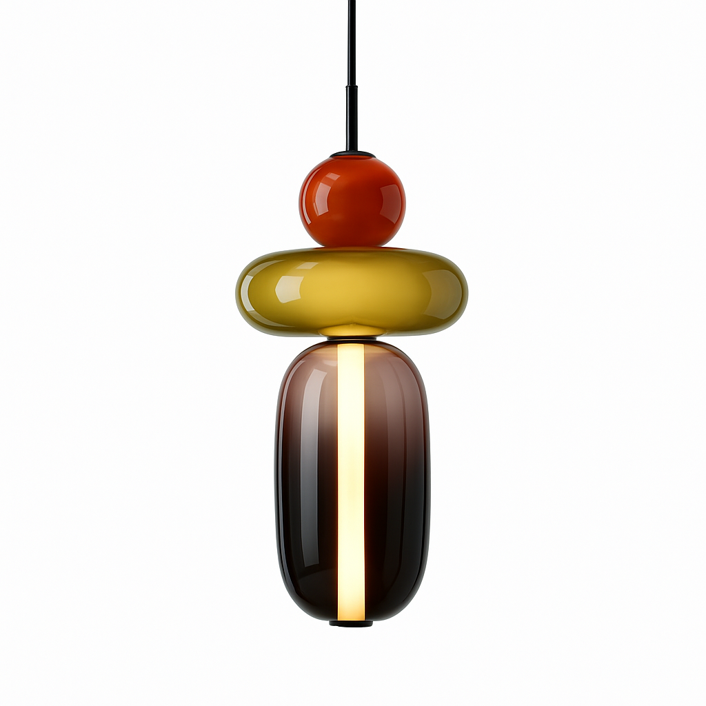 Suspension design en verre style pierres semi-précieuses Nemy - vue 9 sur 19