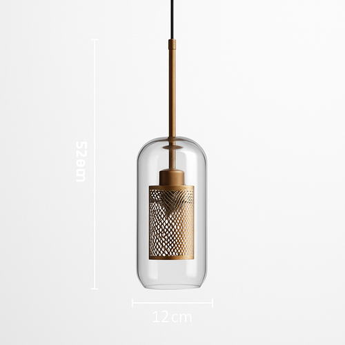 Suspension design LED avec abat-jour industriel et boule en verre Loft