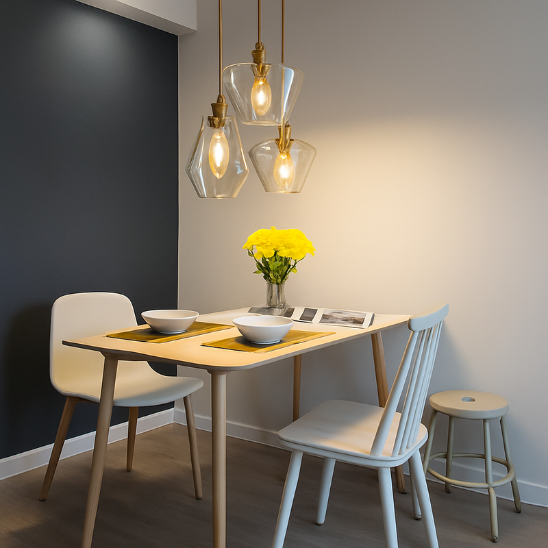 Suspension design à LED en métal et verre de plusieurs formes