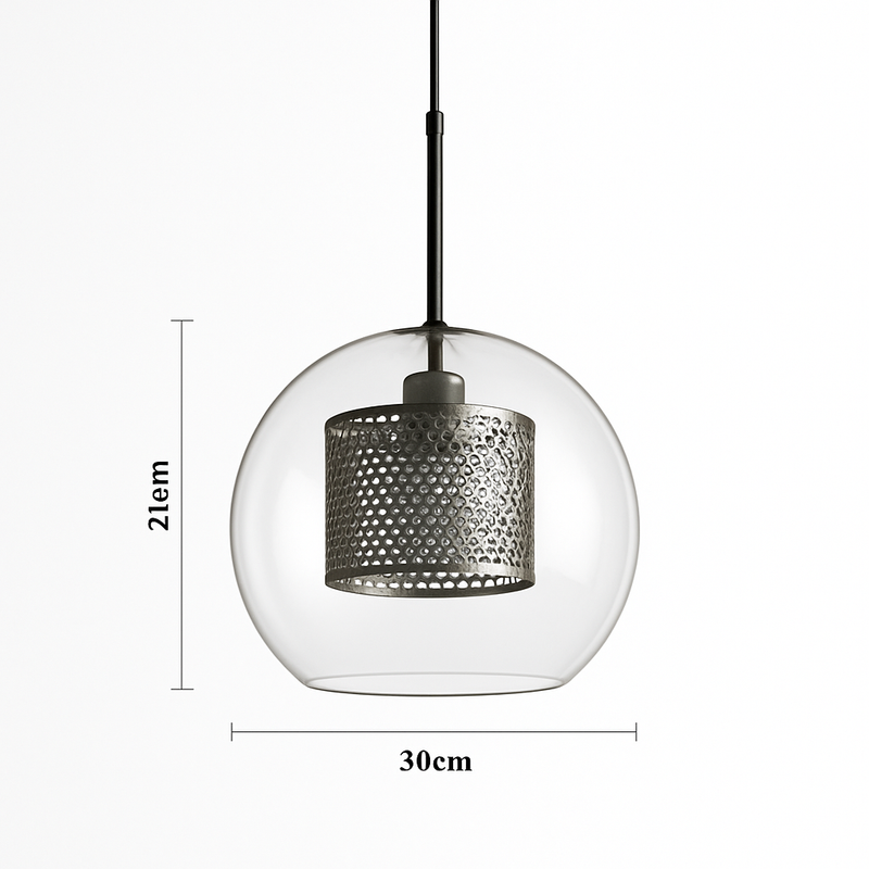 Suspension design LED en verre avec lampe doré