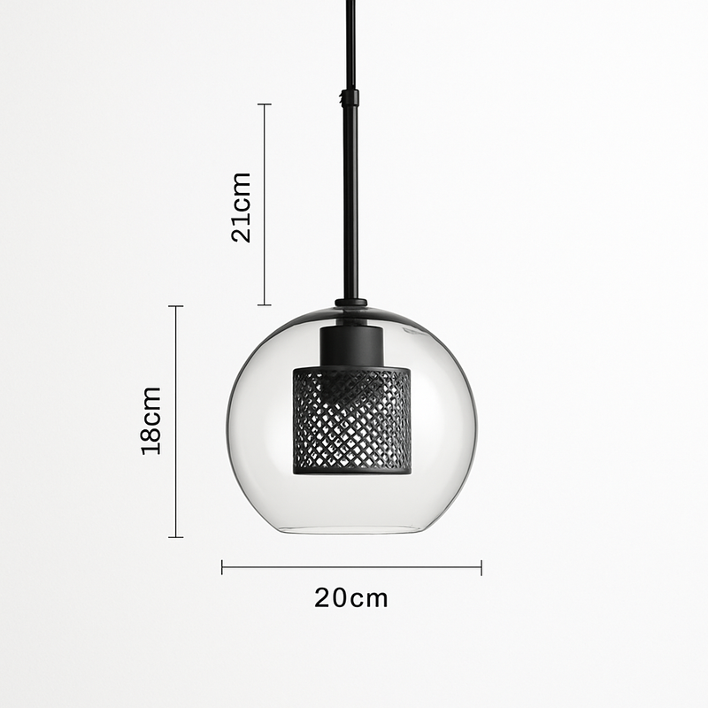 Suspension design LED en verre avec lampe doré