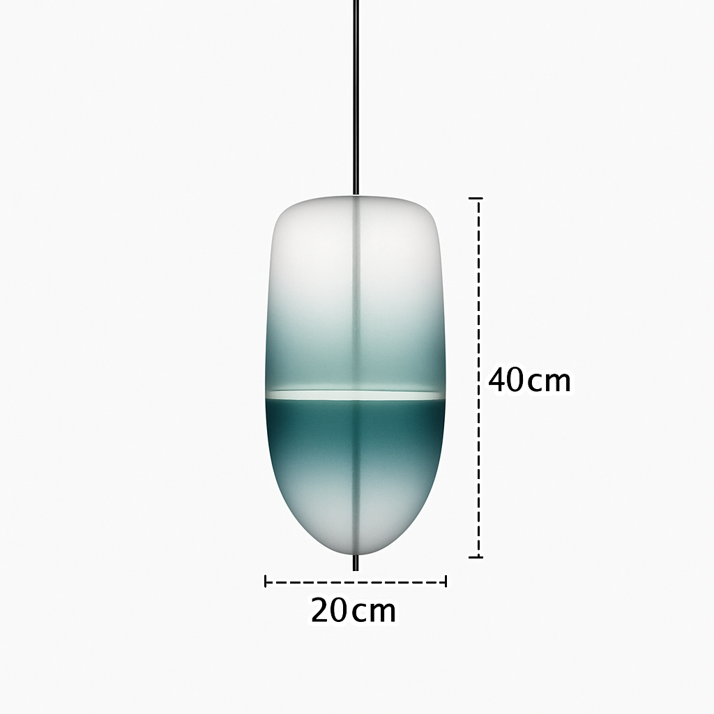 Suspension design LED en verre bleu de plusieurs formes - vue 6 sur 15