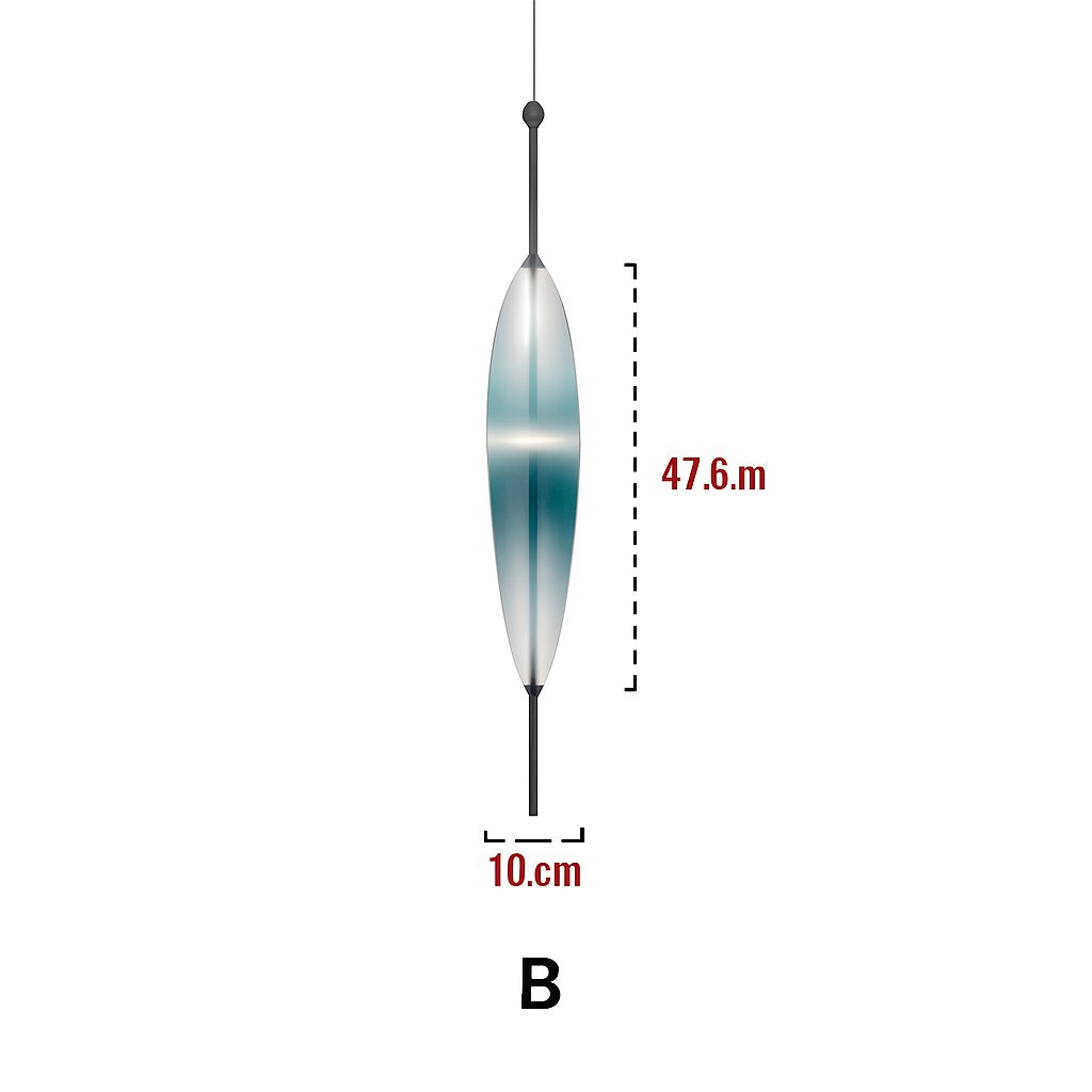 Suspension design LED en verre bleu de plusieurs formes - vue 9 sur 15