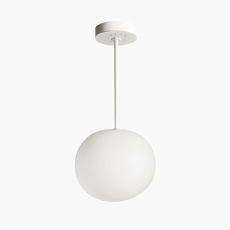 Suspension design LED forme ovale en verre blanc
