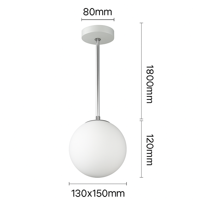 Suspension design LED forme ovale en verre blanc