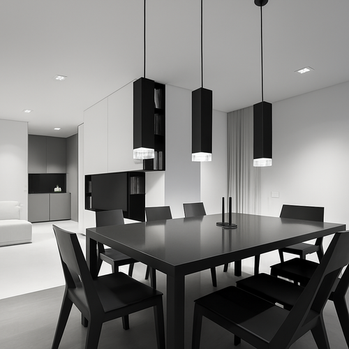 Suspension design LED rectangulaire (noir ou blanc)
