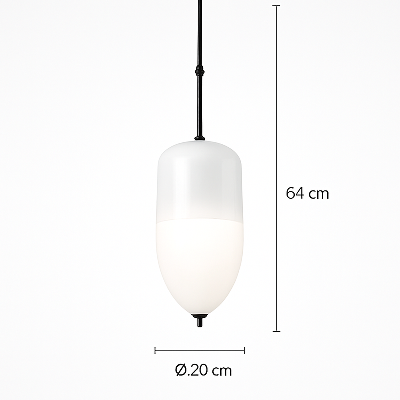 Suspension design moderne en verre en forme de goutte bleue