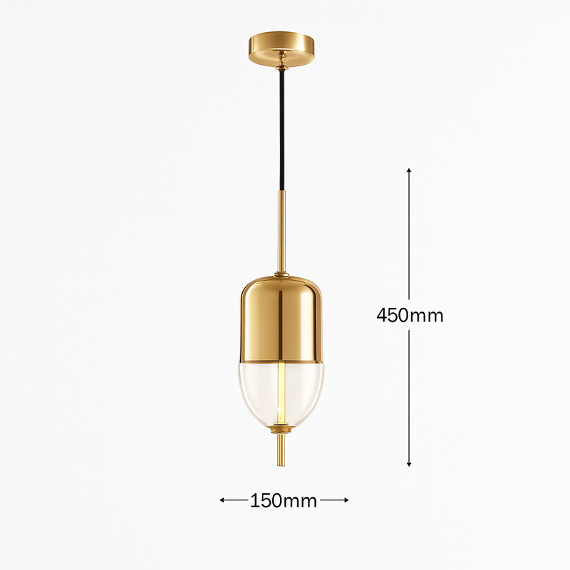 Suspension design moderne en verre en forme de goutte bleue