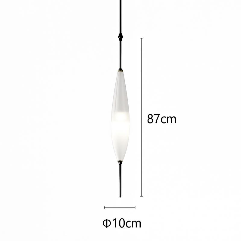 Suspension design moderne en verre en forme de goutte bleue