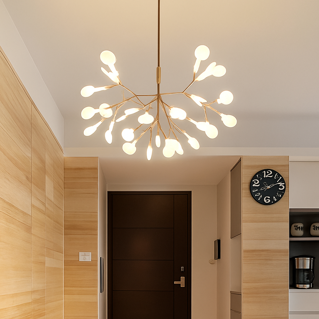 Suspension design moderne LED arbre couleur cuivré ou noir Home - vue 7 sur 13