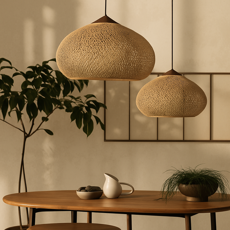 Suspension design Vintage en rotin fait à la main