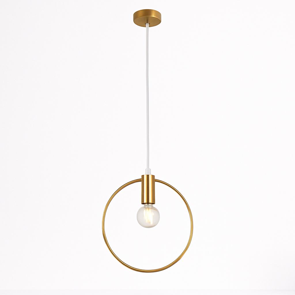 Suspension dorée à LED en forme de rond - vue 6 sur 7