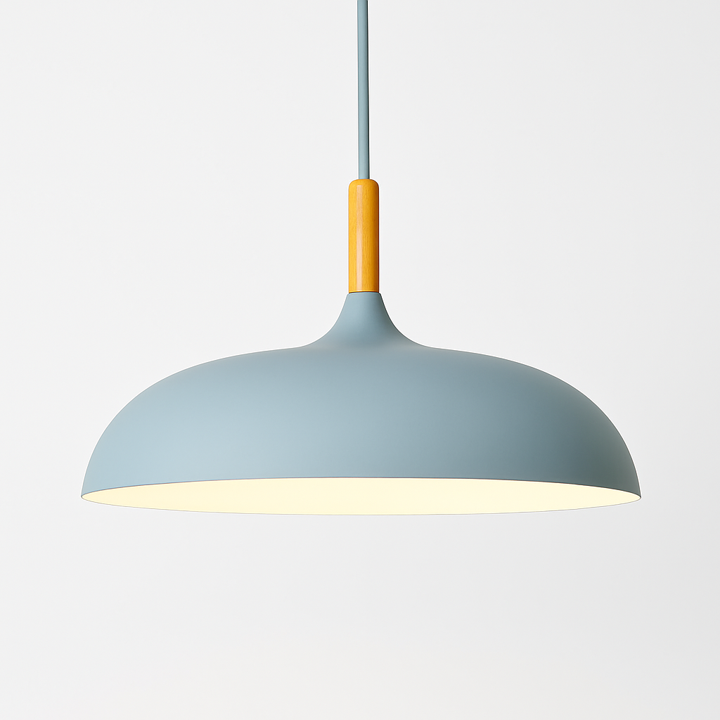 Suspension en aluminium de couleur et tige en bois Wood - vue 10 sur 13
