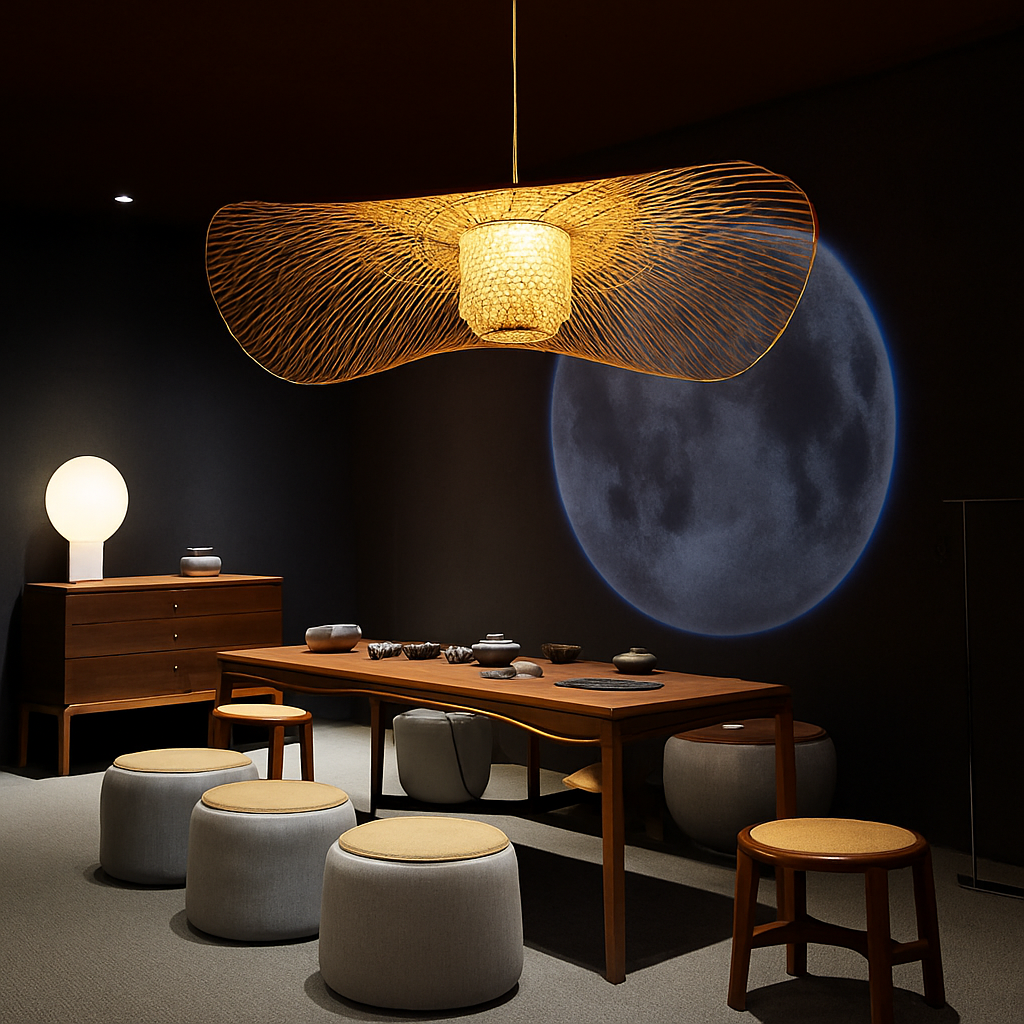 Suspension en bambou de style japonais créative pour salle à manger de restaurant E27 - vue 4 sur 7