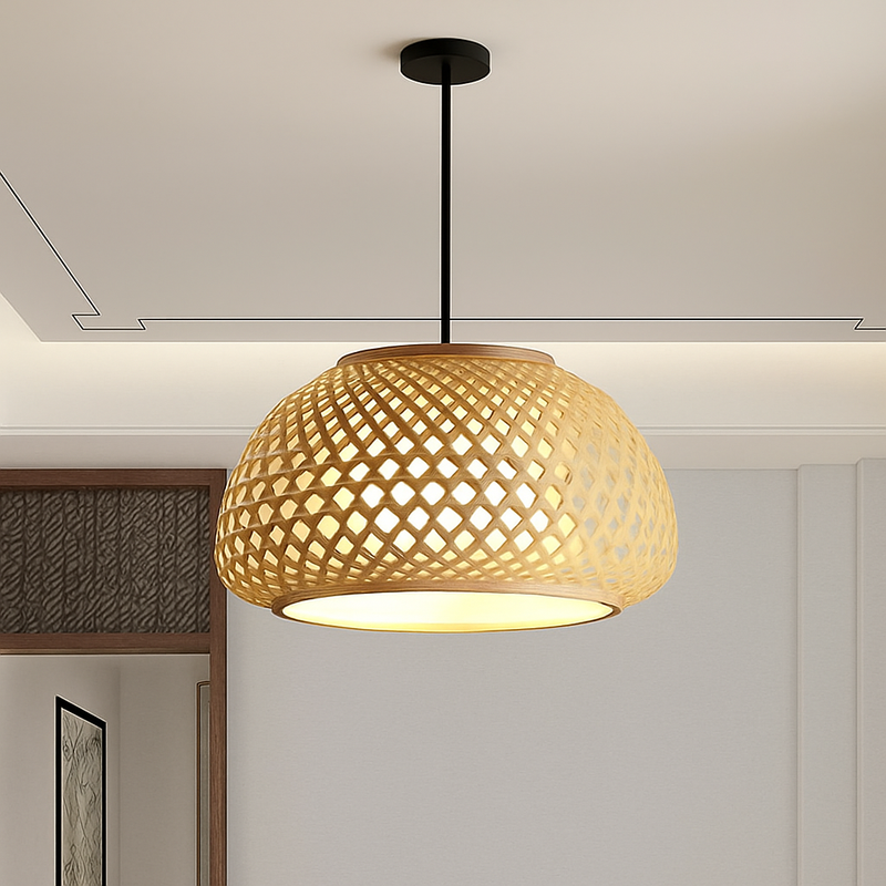 suspension en bambou style chinois vintage tissée à la main