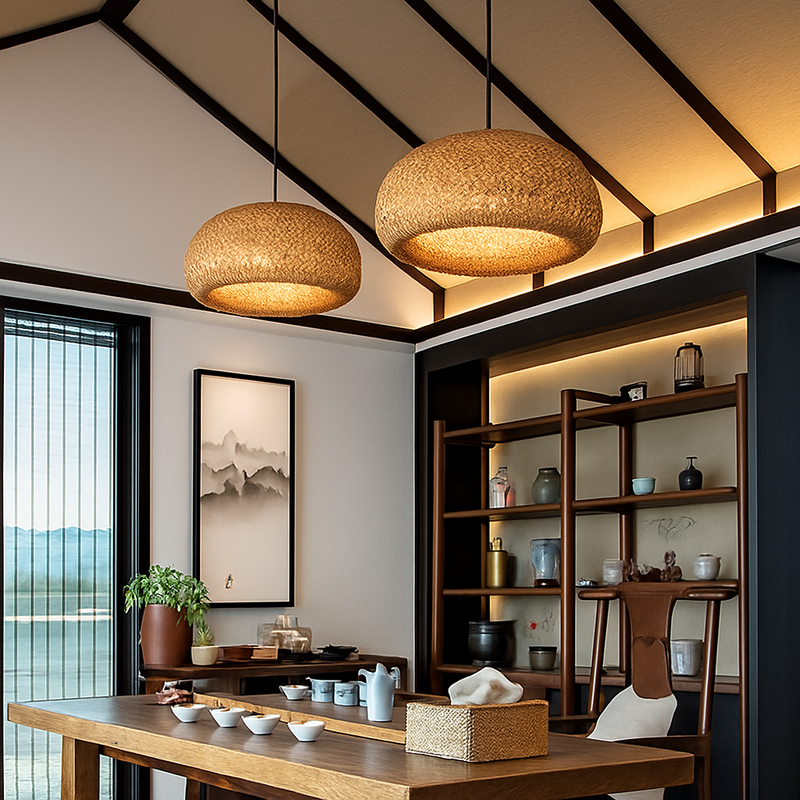 Suspension en bambou tissée à la main naturelle