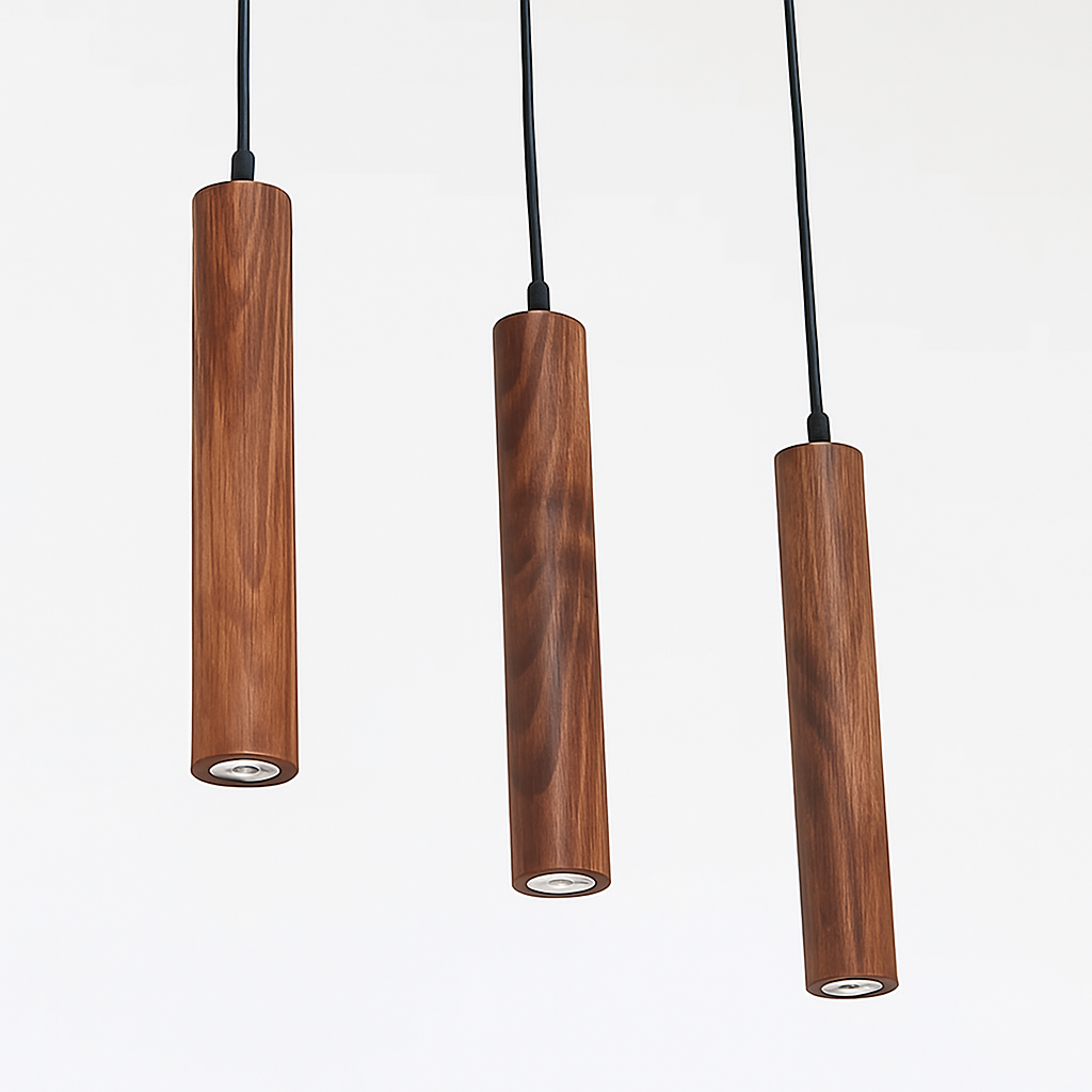 Suspension en bois modernes meubles de salle à manger lampe suspendue restaurant noyer hêtre éclairage intérieur LED décoration de salon - vue 5 sur 8
