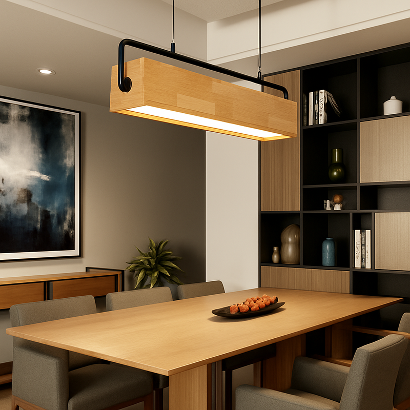 Suspension en bois nordiques LED lampes suspendues modernes pour salle à manger salon cuisine bureau boutique Bar café lampe suspendue à longue bande