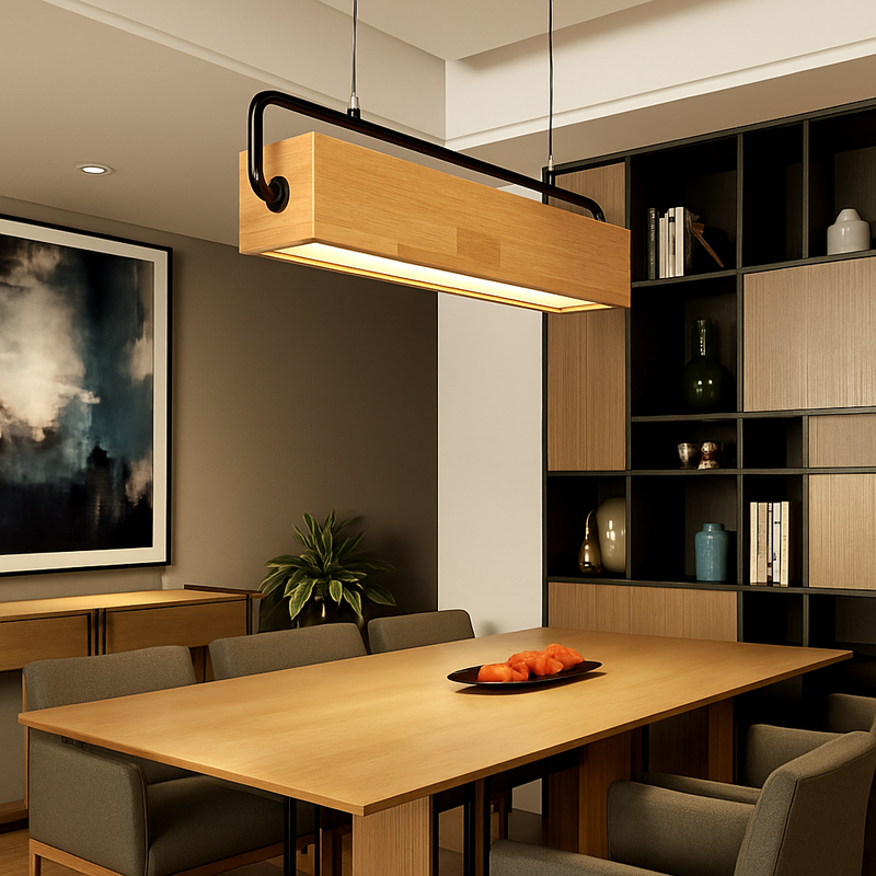 Suspension en bois nordiques LED lampes suspendues modernes pour salle à manger salon cuisine bureau boutique Bar café lampe suspendue à longue bande